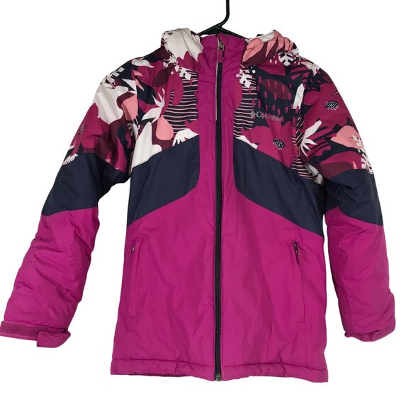 Columbia Other - COLUMBIA - GIRLS MEDIUM 10-12 - PINK FULL ZIP HOODED 100% POLYESTER JACKET